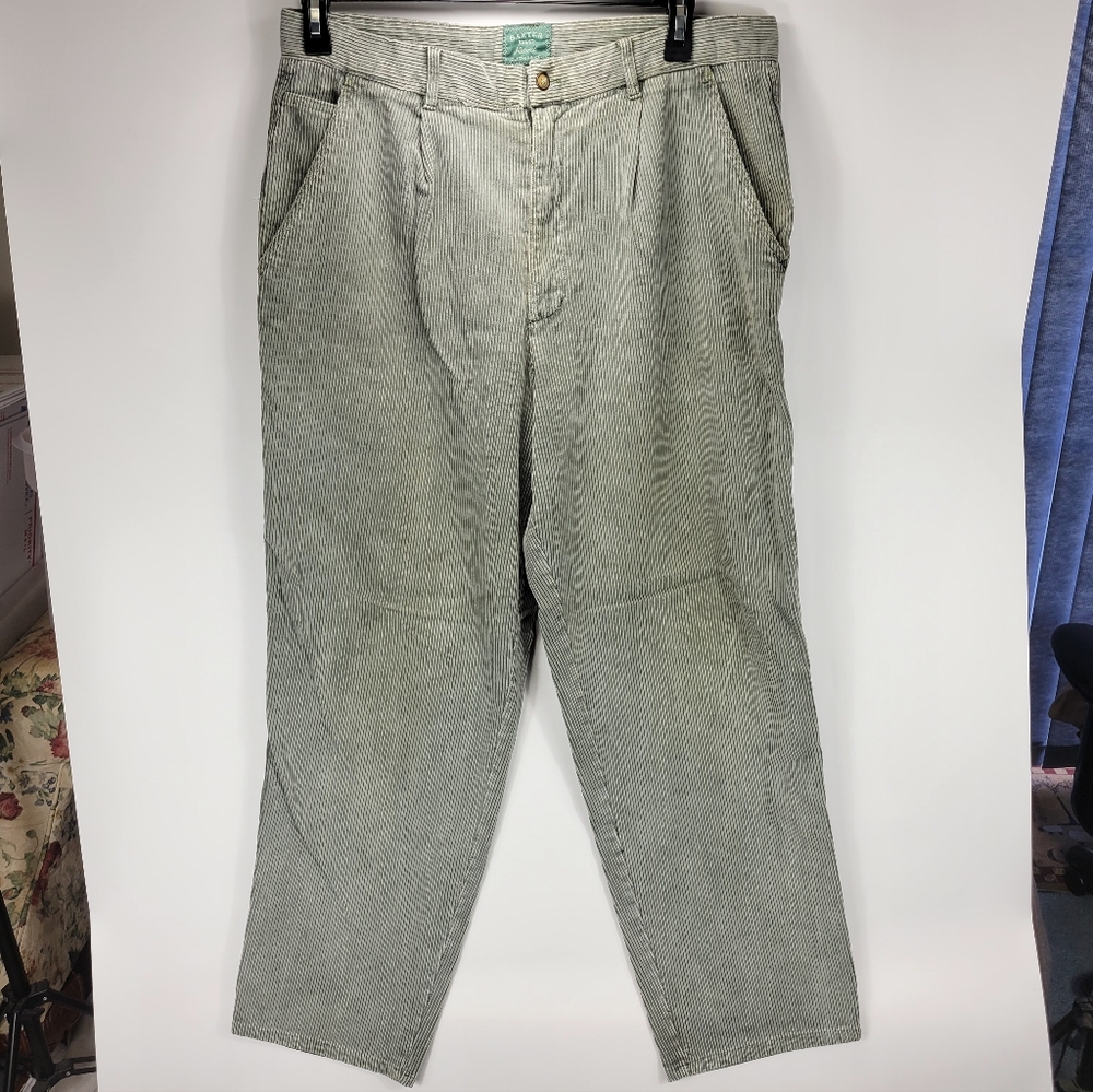 Baxter Brand Natural Clothing Vintage Y2K Pleated Corduroy Pants Mens 36 Green